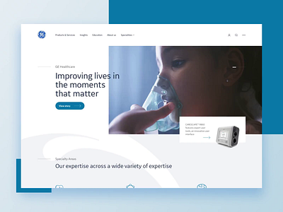 GE Healthcare animation blue child concept covid design doctors ge healthcare hospital landing landing page medical page parallax ui uidesign video website white