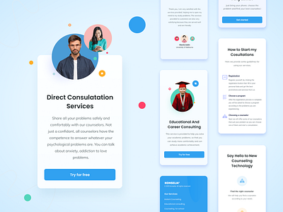 Mobile Responsive Konselia blue clear consultation consulting design dribbble education health landing page landingpage mental health minimal mobile modern responsive small ui ui design uxui website