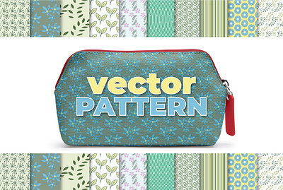 10 seamless pattern design with green leaves and flowers blue and yellow design blue flowers cosmetic bag flowers illustration graphic design graphic designer green and blue green leaf green leaves greenery illustration leaf pattern art pattern design pattetn designer pink flowers seamless patern spring pattern summer patern vector