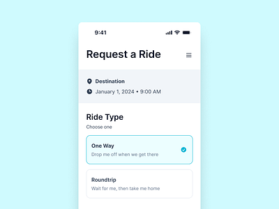 Rideshare Request clean directions light map minimal mobile open source product design ride share route simple ui ux