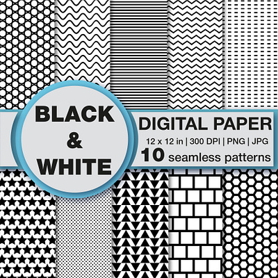 Black and white seamless pattern for scrapbooking black and white cell circle digital paper dotted line geometric patterns hexagon lines pattern art pattern design pattern designer points printable seamless pattern square stars triangle vector waves