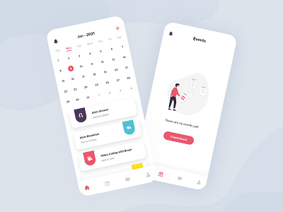 Calendar reminder app Concept @Cliffex adobe xd cleandesign colorful creative design dailyui events app illustration ux warmcolors