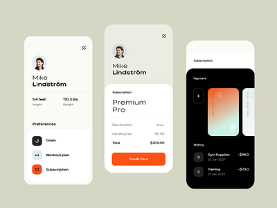 Subscription for Fitness App app design ui ux