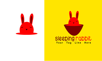 Sleeping Rabbit Logo Design brand identity branding coffeeshop logo designer rabbit coffie sale sans serif sleeping sleeping bag sleeping beauty sleeping cat sleepy