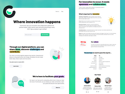 Community Lab Landing Page branding design landing page design landingpage website website design website designer
