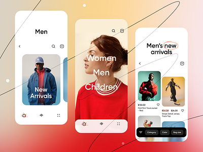 Ecommerce App app brand clean clothes colorful colors e commerce e commerce ecommerce fashion gradients interface ios line list minimal product shop store ui