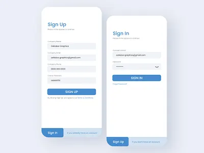 Sign In and Sign Up Page app design loginpage mobileapp registerpage signuppage ui ux web website
