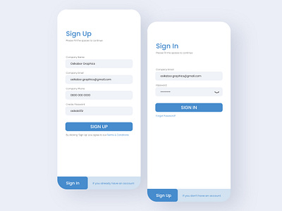 Sign In and Sign Up Page app design loginpage mobileapp registerpage signuppage ui ux web website