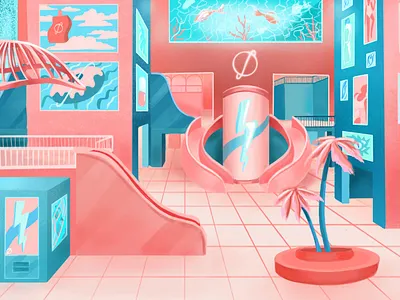 "Mall" - concept environment color concept concept art drawing environment game illustration mall pastel pastel colors procreate