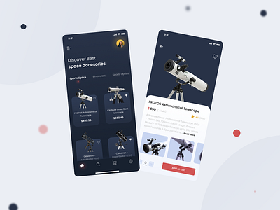 Space Accessories Store app app design app designer colors design design app designs eccomerce ecommerce app shopping shopping app space space shop telescope ui ui ux ui design uidesign uiux ux