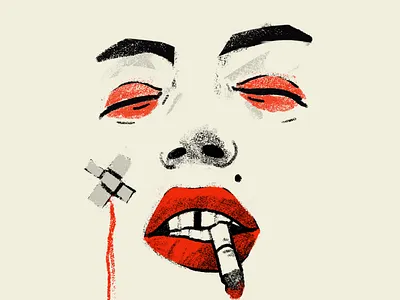 Don't ruin my vibe face fatal fight illustration illustrator kiss lipstick people portrait art portrait illustration portrait painting procreate red woman