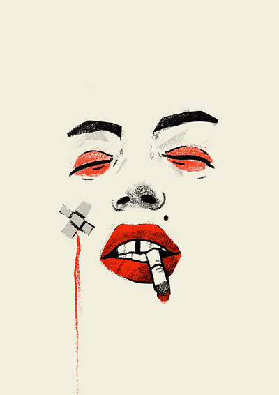 Don't ruin my vibe face fatal fight illustration illustrator kiss lipstick people portrait art portrait illustration portrait painting procreate red woman