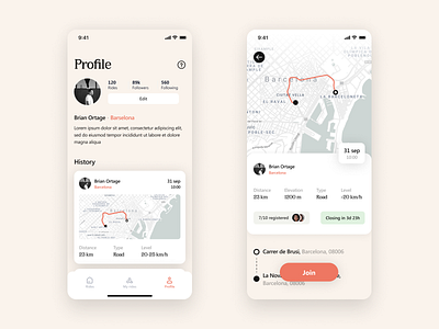 Rides app app design bike clean cycling ride ui uxui