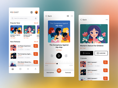 Podcast app app app design app ui clean app design episode mobile music podcast podcast app radio ui
