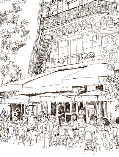 The cafe cafe character design drawing environment fashion french illustration procreate sketch wip women