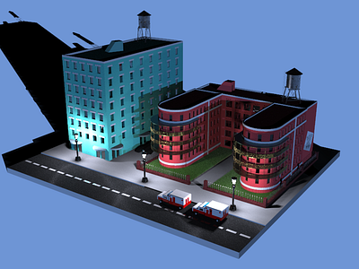 Hospital 3d 3d art architecture batman building cars city environment hospital night street