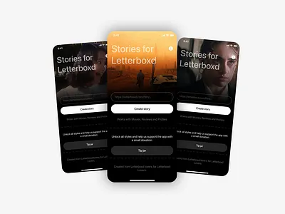 Strories for Letterboxd black clean dark ios movie app movie poster movies