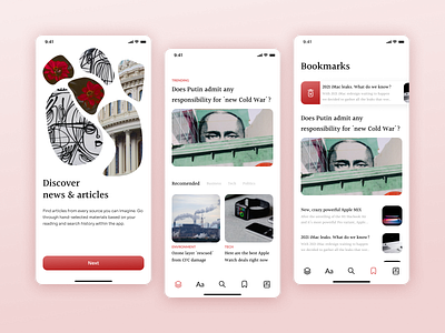 News & Article App app article article reader concept design mobile news news app news app ui newsfeed onboarding onboarding ui ui ux uxui