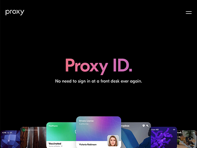 Proxy marketing website black devices digital elegant gradient health identity marketing scroll animation signal startup technology website