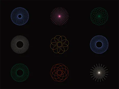 Spirograph Deluxe Set circles design dribbble illustration illustrator line line art pattern repeat spirograph vector