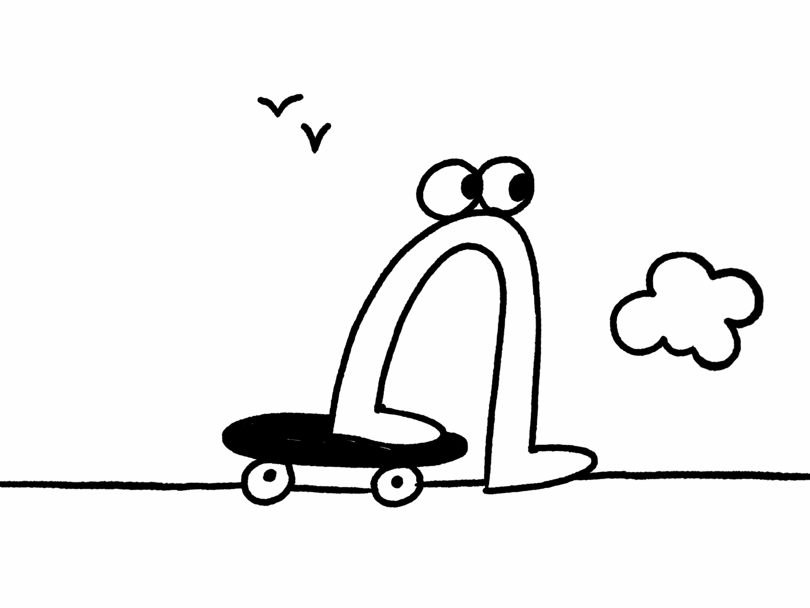 Pushin' animation doodle drawing frameanimation gif gif animation illustration skateboarding