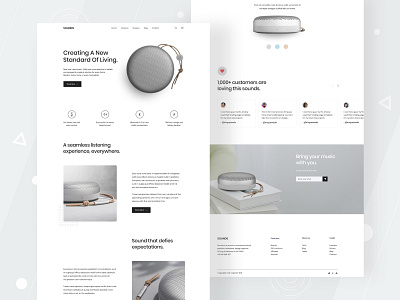 Sounds Landing Page UI brand branding clean dribbble ecommerce homepage homepage ui landing page product landing sounds speaker ui ui design uigenix ux wireless wordpress