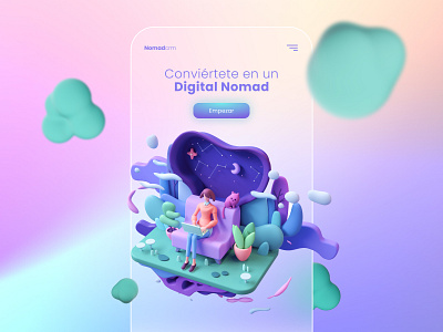 Nomad CRM - Home 3d art 3d modeling branding gradient ui uxdesign uxui web