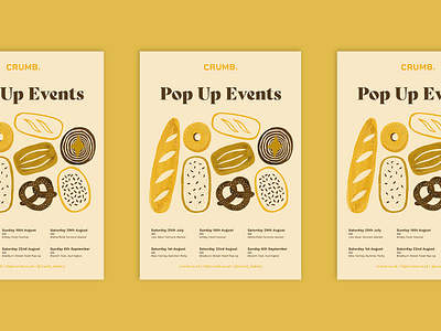 Crumb Poster bakery branding design bread food pattern gouache illustration illustration art pattern poster design print design