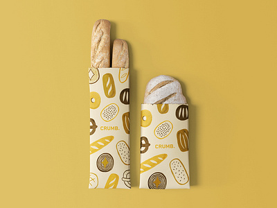 Crumb packaging bakery branding design design food illustration gouache graphic design illustration illustration art packaging design painting pattern visual identity