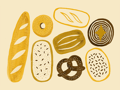 Bakery bread bakery branding branding design food food illustration gouache graphic design illustration pattern print design