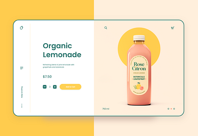 Lemonade Product Page Design adobexd bottle label daily ui lemonade package design packaging peachy product page web web app web design yellow