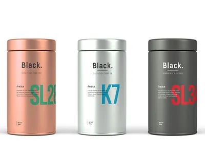 Black. Ground Coffee Cannister and Logo design coffee design ground coffee label minimalist packaging simple typography