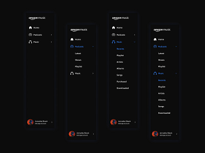 Amazon Music - Side Nav Bar (Redesign Concept) amazon amazon music redesign redesign concept side navigation sidebar ui