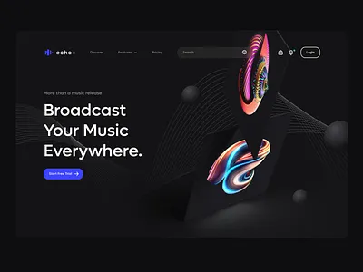 Echoo - Broadcast Your Music Everywhere app campaign monitor concept design dark landingspage light music playground tool ui ux