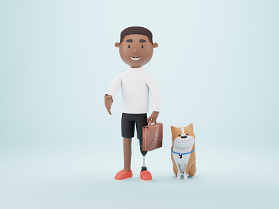 Nice to meet you 🤝 3d 3d character 3d dog 3d modeling black character black illustration blender design dog dog illustration dogs humaaans illustration illustration design illustrations inclusion inclusive inclusive design studio