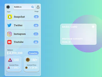 Creator Economy Wallet animation app branding creator economy glass glassmorphism minimal ui ux wallet web