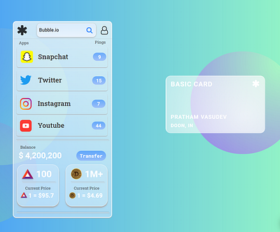 Creator Economy Wallet animation app branding creator economy glass glassmorphism minimal ui ux wallet web