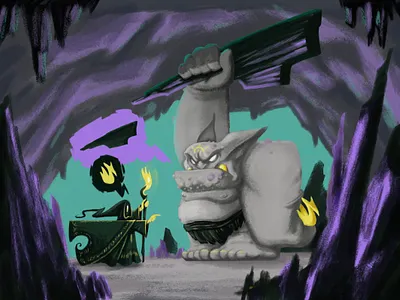 Mine digital painting fantasy art gameart illustration pastel troll wizard