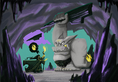 Mine digital painting fantasy art gameart illustration pastel troll wizard