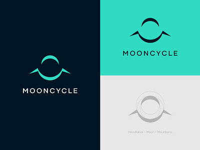 Mooncycle - Logo Design abstract bicycle clean clever cycle doublemeaning illustrator logo mark minimalist minimalistic modern moon mountain mountain bike outdoor premium space subtle teal