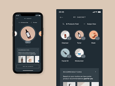 Heyday – Mobile App app beauty beautyapp cabinet concept design products shelf skincare skincareapp ui