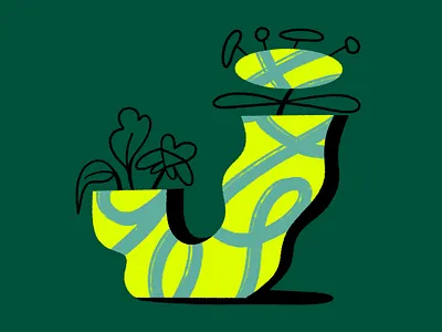 36 days of type // letter J 36daysoftype bold characterdesign colourful design digitalillustration gritty illustration illustrator letterj plants shadows shapes textures