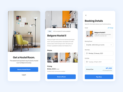 Hostel Room Booking App ui ui design