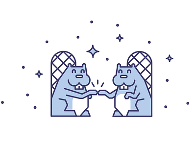 Busy Beaver beaver blue fist bump icon illustration title vector