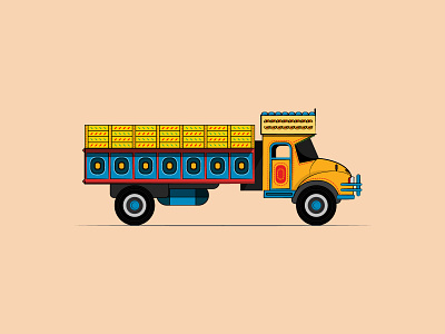 Bangladeshi truck bangladesh bangladeshi design dhaka flat illustration illustrator minimal minimalism minimalist traditional truck vector vectorart vehicle