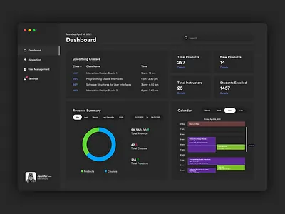 Admin Dashboard UI admin calendar concept dashboard dashboard ui schedule class