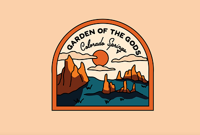 Garden of the Gods merch design adventure badge design colorado colorado springs garden of the gods hiking illustration landscape merch design mountains nature outdoors t shirt travel