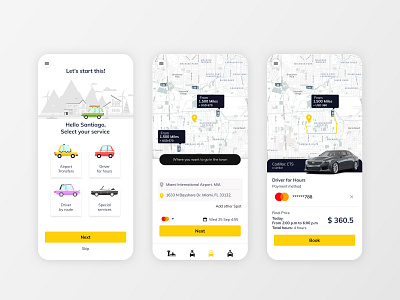 Rental Cars App app cars driver driver app map minimal payment rental uber uiux ux