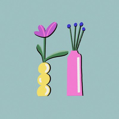 H 36daysofadobe 36daysoftype decoration design flower illustration flowers green illustration plants vesel women in illustration