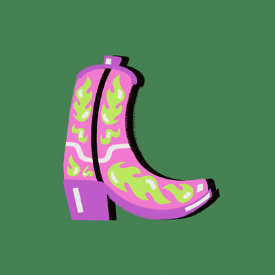 L boots clothing design fashion fashion illustration flames green illustration pink shoes texanas women in illustration